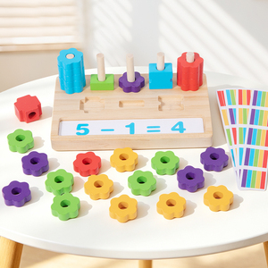 Brinquedo Educativo Montessori de Contagem de Flores, Tabuleiro de Equações Matemáticas para Classificação de Cores, Blocos de Empilhamento para Crianças - Product Image 6