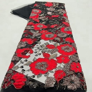 8949 Tela de Encaje Chantilly Ecológica 100% Poliéster con Cuentas y Lentejuelas Bordadas para Vestidos de Noche de <span class=keywords><strong>Mujer</strong></span> - Product Image 2