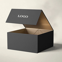 Logo personnalisé personnalisé luxe a4 rigide noir feuille d'or papier carton fermeture à rabat magnétique emballage de boîte-cadeau