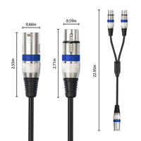 1 X Kabel Splitter XLR Male ke 2 X XLR Female 50CM 0.5m