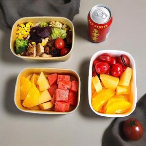 Bol à salade rectangulaire en papier kraft jetable et écologique, compatible micro-ondes, conteneur alimentaire carré à emporter, assiettes et bols en papier - Product Image 2