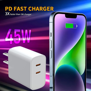 Chargeur GaN 45W PD3.0 avec deux ports Type-C, OCP/-court-circuit OTP/OVP, ignifuge, prise US <span class=keywords><strong>pour</strong></span> téléphone portable, écouteurs, tablette, <span class=keywords><strong>montre</strong></span> intelligente - Product Image 2