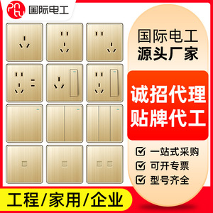 แผงเต้ารับไฟฟ้าติดผนังแบบ 86 ของ International Electric 5 ช่อง พร้อมพอร์ต USB วัสดุทองเหลือง มาตรฐานการต่อสายดิน สำหรับใช้ในบ้าน - Product Image 5
