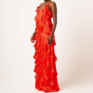 <span class=keywords><strong>Robe</strong></span> longue africaine à volants en cire Imprimer <span class=keywords><strong>Robe</strong></span> longue sans manches <span class=keywords><strong>Robe</strong></span> élégante en <span class=keywords><strong>satin</strong></span> Vêtements pour femmes Robes à la mode - Product Image 4