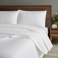 Luxe Hôtels 5 Étoiles Brodé 100 % Coton Percale Drap de Lit King Size Blanc Linge de Lit Hôtelier Drap Plat en Pur Coton