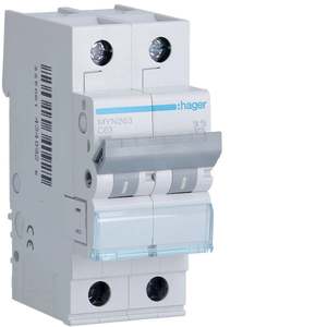 Interruttore automatico miniaturizzato Hager MYN263 personalizzabile 4500A 2P curva C 63A 2M - Product Image 1