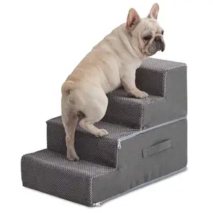 Tangga anjing untuk tempat tidur hewan peliharaan langkah untuk sofa hewan peliharaan tangga untuk anjing kecil busa kepadatan tinggi anjing langkah untuk tempat tidur sofa
