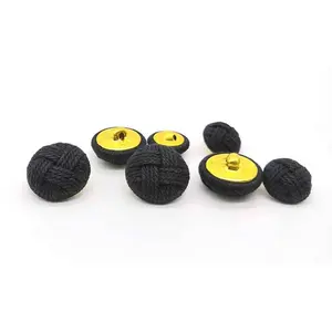 Wholesale Black Cotton Cording Covered Buttons Fabric Button For Shirt Clothes