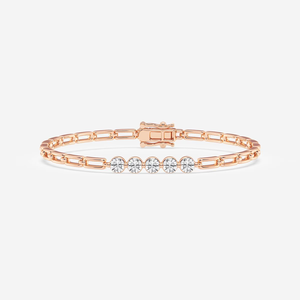 Fine <b>Anklet</b> 1 CTW Round Lab Grown Diamond Five Stone Adjustable Bracelet 6 Inch Elegant Dainty Everyday Jewelry for Women - Product Image 4