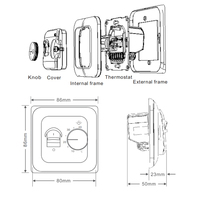 Thermostat de sol radiant moderne et écologique, anti-inflammable, en PC, pour le contrôle de la température des systèmes de chauffage au sol en hôtels et appartements