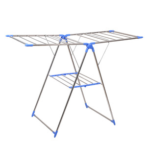 Gullwing Floor Standing <b>Clothes</b> Drying <b>Rack</b> Steel Pipe Indoor Balcony Foldable No Installation Required - Product Image 3