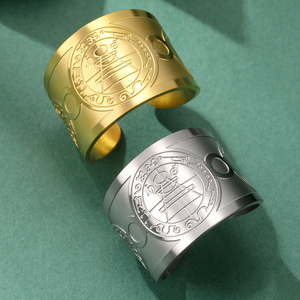 Myshape riqueza fortuna amuleto Kabbalah anillo ajustable hombres Salomón sello secreto anillo de dedo joyería de acero inoxidable impermeable - Product Image 2