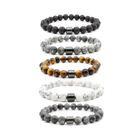 Bracelet extensible en perles de pierre noire œil de tigre de 8 mm HP, perles magnétiques, bracelet perlé