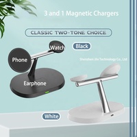 Chargeur sans fil magnétique 3-en-1 Type-C à charge rapide pour iPhone/téléphones mobiles, écouteurs, montres connectées, veilleuse LED