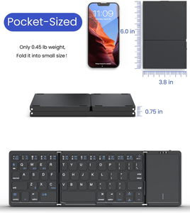 Clavier pliable sans fil OEM ODM à trois volets, clavier portable de poche avec pavé tactile pour tablette et téléphone, directement de l'usine - Product Image 3