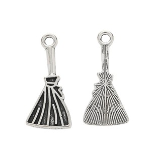 Pendentif <span class=keywords><strong>Balai</strong></span> à Poils en Alliage de Zinc, Argent Vieilli et Bronze, Style Sorcière, <span class=keywords><strong>pour</strong></span> Décoration Artisanale de la Récolte d'Automne - Product Image 3