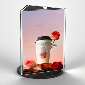 Thân Thiện Với Môi Đa Năng 2Mm Rõ Ràng Acrylic Xoay Máy Tính Để Bàn A4 Tam Giác Bảng Đứng A5 3-Mặt Hiển Thị Giải Pháp Cho Menu Chủ - Product Image 4