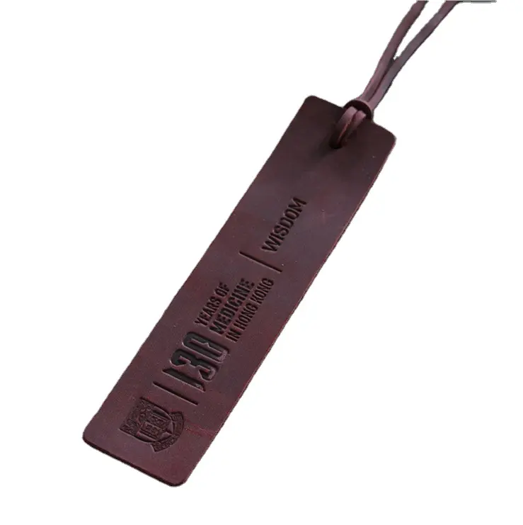 Vintage design personalized genuine natural leather bookmark with embossed logo colorful luggage tags