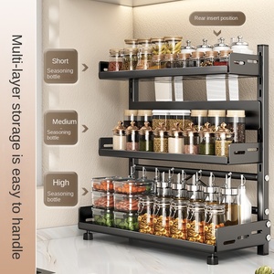 Portaoggetti da <span class=keywords><strong>cucina</strong></span> da tavolo in metallo, senza foratura, multifunzionale, a doppio strato, <span class=keywords><strong>per</strong></span> condimenti, pasta, coltelli, olio e sale - Product Image 2