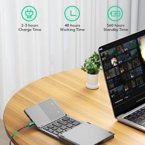 คีย์บอร์ดพับได้ B033 CE FCC RoHs 64 ปุ่ม พร้อมทัชแพด คีย์บอร์ดไร้สายพกพาสำหรับแล็ปท็อป แท็บเล็ต และโทรศัพท์ - Product Image 2