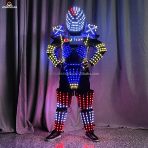 काले नेतृत्व वाली आरजीबी प्लास्टिक धातु प्रदर्शन सूट बार dj प्रबुद्ध नृत्य कार्यक्रम पोशाक मास्क रोबोट आकार पूर्ण चेहरे कवरेज - Product Image 1