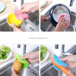 Hot Sale Newly Anti-bacterial <b>Round</b> Silicone Sponge Kitchen Clean <b>Brush</b> Silicone Dish Scrub for Dishwashing - Product Image 6