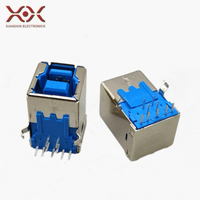 Connecteur USB 3.0 femelle USB-BF-90 degrés à broches, noyau bleu