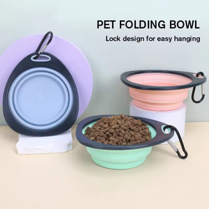 Katlanabilir Evcil Hayvan TPR Köpek Mama Su Kabı Açık Hava Kamp Seyahat Taşınabilir Katlanır Evcil Hayvan Kase Tabakları Karabina İle Evcil Hayvan Ürünleri - Product Image 2