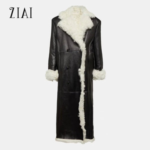 Manteau d'hiver pour <span class=keywords><strong>femme</strong></span>, mode, couleur unie, <span class=keywords><strong>laine</strong></span> roulée, super chaud, fourrure longue - Product Image 5