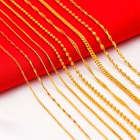 Collier en chaîne torsadée plaqué or 24 carats pour femme, bijoux en or de Dubaï avec perle, laiton, cuivre, forme et motif uniques