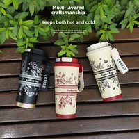 Mug à café High-Looks Lily Valley avec double bec verseur, en acier inoxydable 316, design minimaliste haut de gamme, portable, cadeaux d'affaires