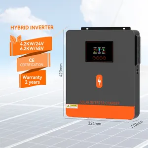 PowMr Inverter tenaga surya 6,2 kW 4,2 kW 24V 48V, Inverter tenaga surya maksimum tegangan PV 500V pengisian daya MPPT 120A gelombang sinus murni
