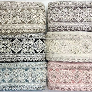 Muestras gratis de moda al por mayor Gran oferta bordado Gota encaje ajuste lentejuelas flor diseño hecho a mano 100% algodón para vestidos de novia - Product Image 1