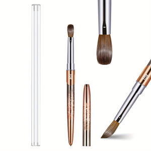 Pinceau à ongles en acrylique de haute qualité, luxe, logo personnalisé, crimpé, 100% pur Kolinsky, manche en métal froissé, écologique - Product Image 5