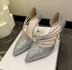 <span class=keywords><strong>Sandalias</strong></span> de tacón de aguja transpirables con punta, de lujo, sexy, de última moda para fiesta, con diamantes, tallas grandes para mujer - Product Image 1