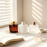 Bouteille en verre cylindrique de 120 ml pour diffuseur à bâtonnets, blanc, noir, givré, ambré, vide, pour diffuseur d'arômes, pour hôtel et maison