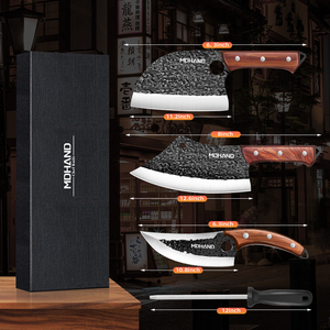 Ensemble de 7 couteaux de cuisine en acier inoxydable avec étui de transport en cuir, design ambidextre, incluant des couteaux à désosser, Santoku et de <span class=keywords><strong>boucher</strong></span> - Product Image 6