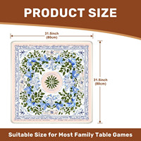 Tapis de Mahjong de style américain à motif d'hortensia bleu élégant, 31,5''x31,5'', antidérapant avec support en caoutchouc noir – Vente chaude