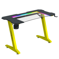 Bureau de jeu en verre BEISIJIE avec surface en verre en forme de Z et porte-gobelet pour la maison, le bureau et le salon