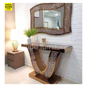 Tables consoles <span class=keywords><strong>en</strong></span> <span class=keywords><strong>verre</strong></span> miroir avec diamants écrasés scintillants de <span class=keywords><strong>haute</strong></span> qualité - Product Image 3