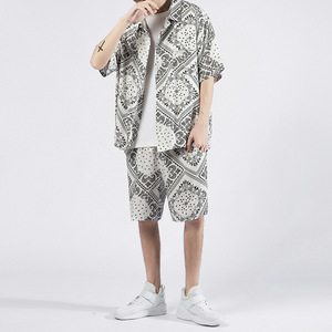 Vente en gros de haute qualité imprimé d'été, nouveaux Shorts de plage décontractés chemises pour hommes ensembles hawaïens - Product Image 2