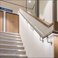 Rampe d'escalier murale en acier inoxydable avec éclairage LED intégré