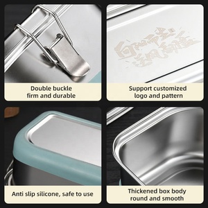 Xách tay Nhật Bản Non-Slip Layered Leak-proof Bento <span class=keywords><strong>container</strong></span> 304 thép không gỉ Hộp Ăn Trưa với clip ổ khóa - Product Image 6