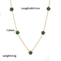 Kalung Rantai Adjustable Lima Daun Lima Bunga Berbahan Enamel Baja Anti Karat Lapis Emas 18K Tidak Luntur