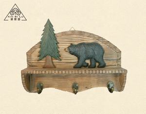 XinSiLu DWH-001 Porte-manteau mural décoratif en bois en forme de renne, design rustique - Product Image 6