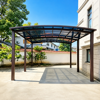 Abri de voiture extérieur en aluminium avec toit transparent en polycarbonate, résistant aux intempéries et au corrosion