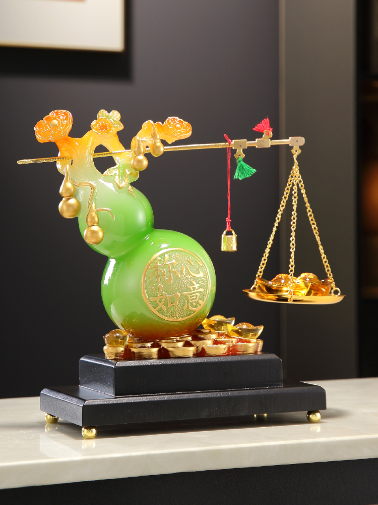 Chinese Style Wangzhai Resin Crafts Lucky Gourd Ornament for