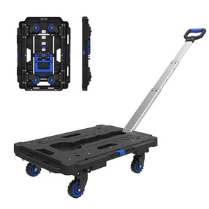 Bin Gyu Folding <b>Hand</b> <b>Cart</b> 600x450mm Four-Wheel Plastic Portable Trolley For Hauling Goods - Product Image 1