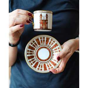 Service à café en porcelaine Richard Ginori, coffret Jubilé avec décoration Saint-Pierre, styles de design européens et turcs, comprend du café - Product Image 1