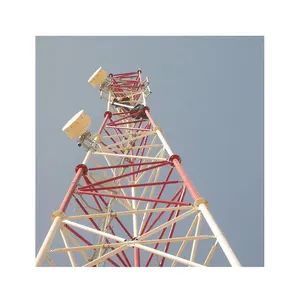 Antena de microondas comunicação monopole 60m, transmissão de alta tensão, 4 canais perneados, torre de três tubos